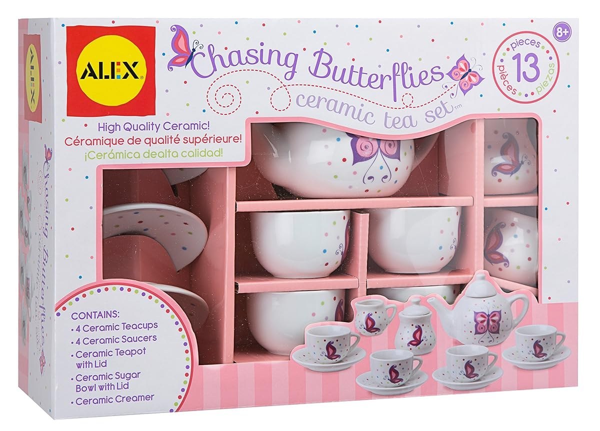 Chasing Butterflies Ceramic Kids Tea Set, 13 Piece — view 1